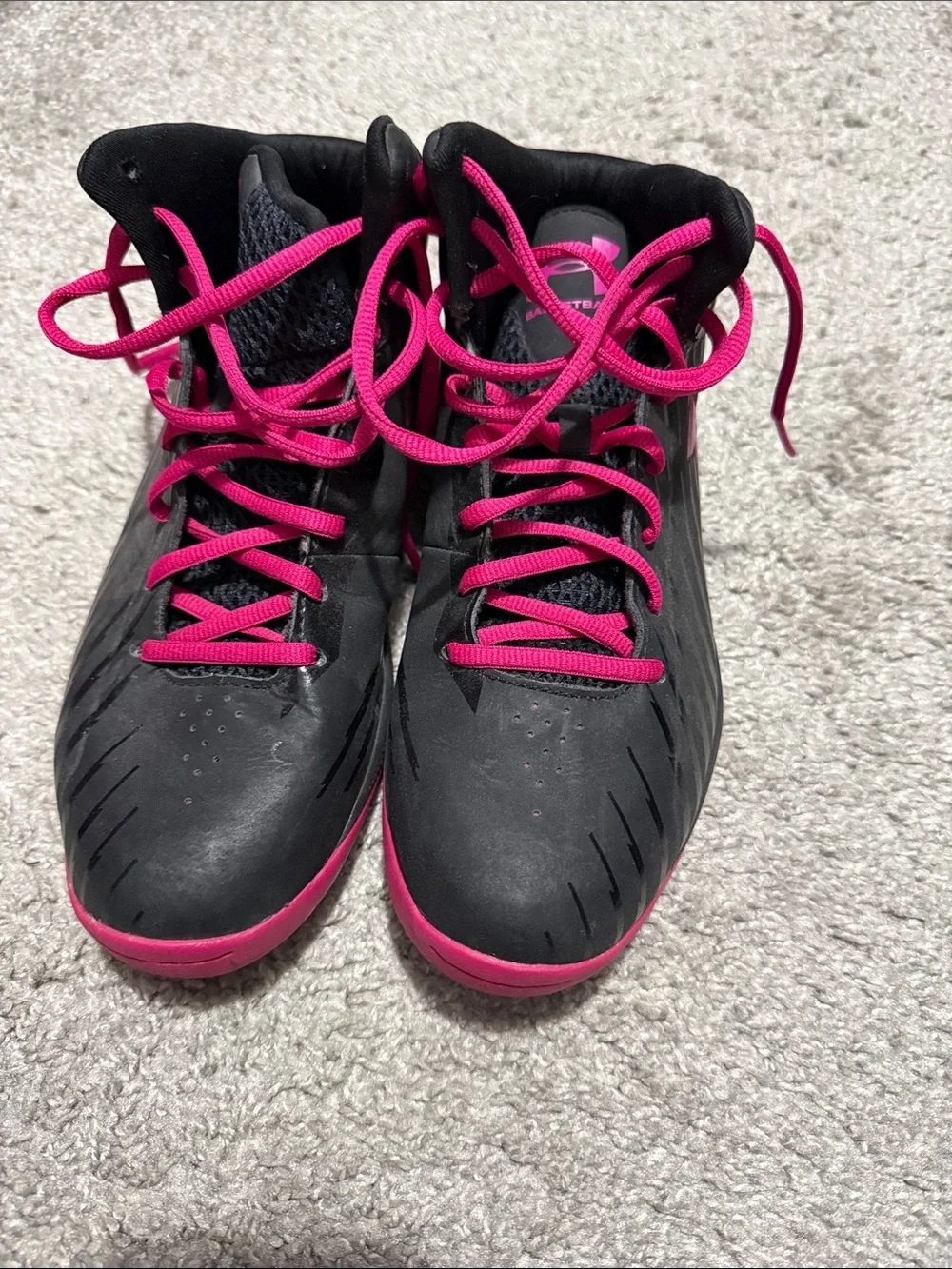 Under Armour Women's Black with Hot Pink Mid-Top Athletic Sneakers